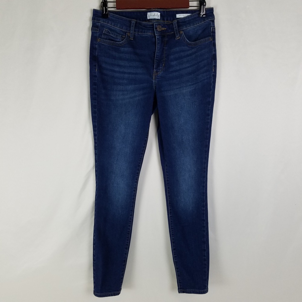 Wonderly Womens Mid Rise Skinny Jeans Dark Wash Size 6R Blue Denim